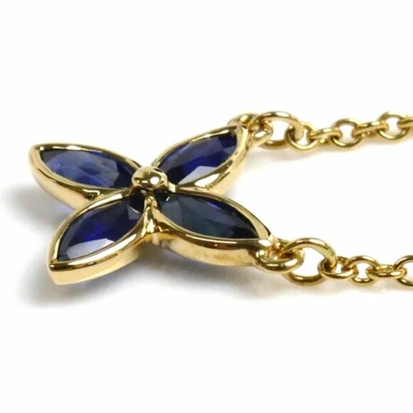 Tiffany & Co. Victoria Blue Sapphire Necklace 16" 18K Yellow Gold Auth - Picture 4 of 6